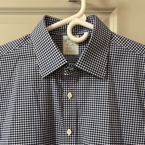 Brooks Brothers non iron Navy Check Dress Shirt mens 15.5 neck